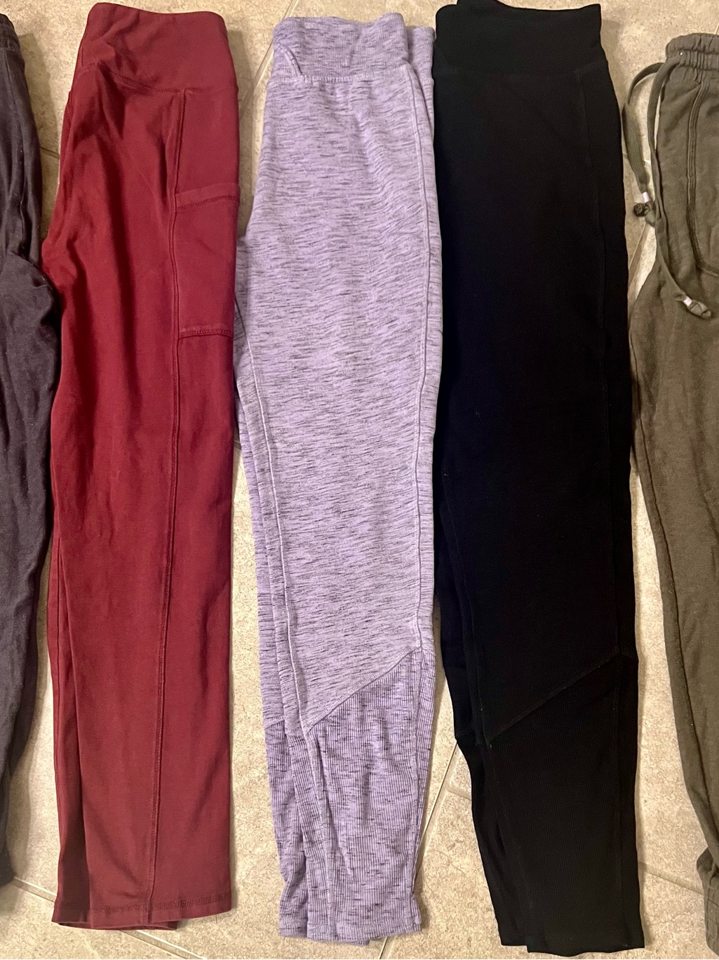 Women's High-Waist Active Leggings In Burgundy, Lavender, And Black